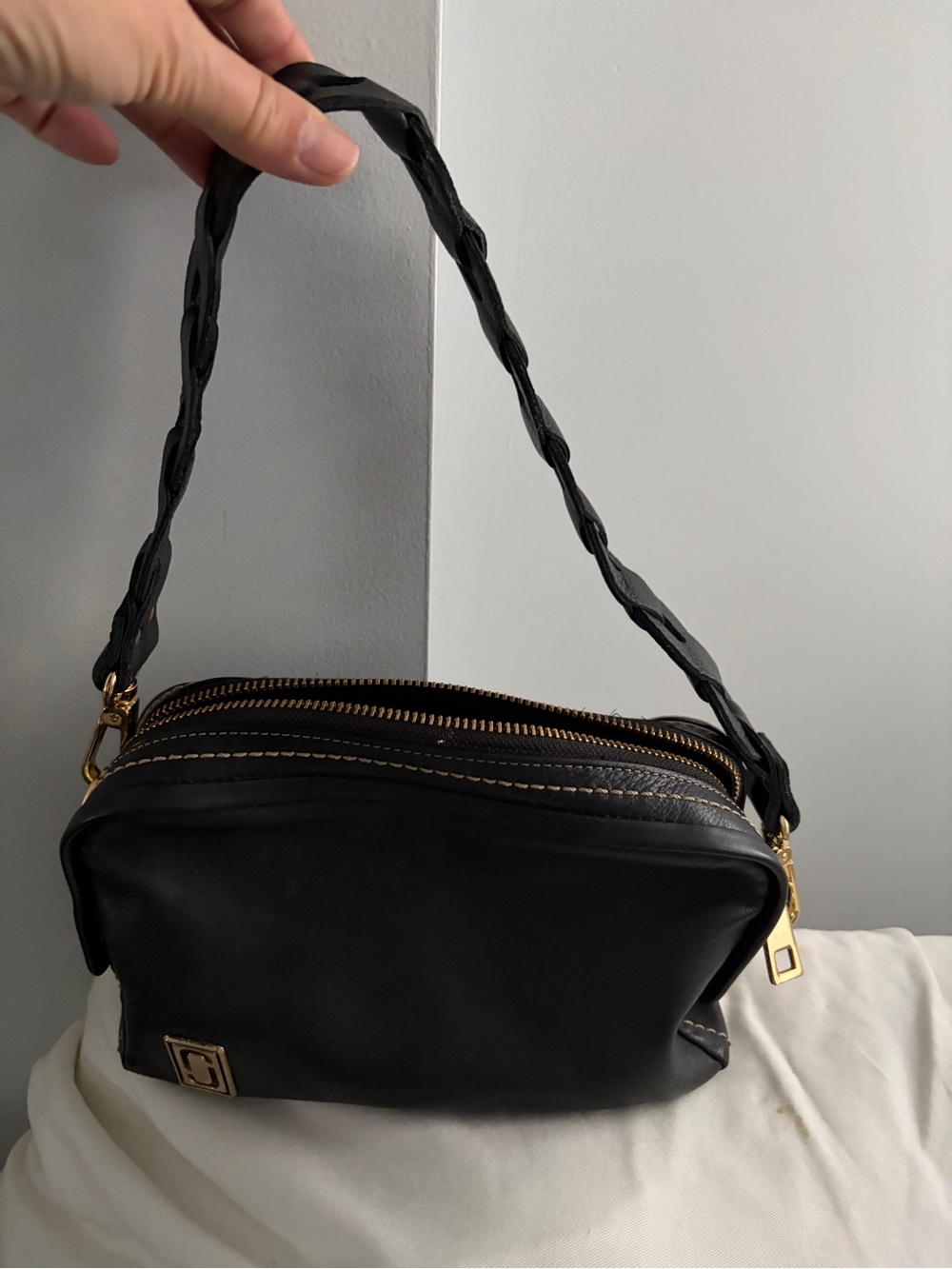 Marc Jacobs Black Shoulder Bag with Gold Hardware